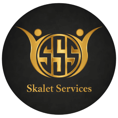Gold Skalet Services logo on dark background